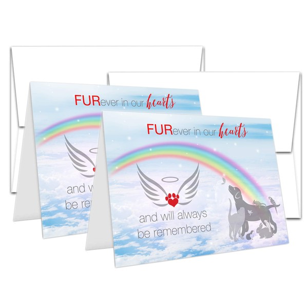 Pet Sympathy Card Rainbow Bridge Bereavement Condolence for Dog, Cat, Rabbit Qty. 2-5”x7” cards with envelopes (2 Cards & Envelopes)