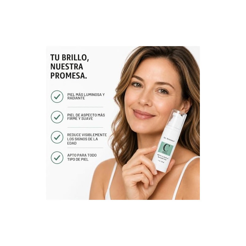 Dr. Brenner Suero de vitamina C 20% puro ácido L-ascórbico,