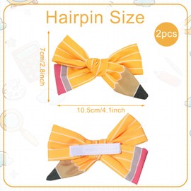 Yellow Pencil Hair Bow Clip for Girls,Back to School Bow Hair Clips 2pcs Yellow Striped Alligator Clips Hair School Accessories for Little Girls, Toddlers, Kids, and Teens
