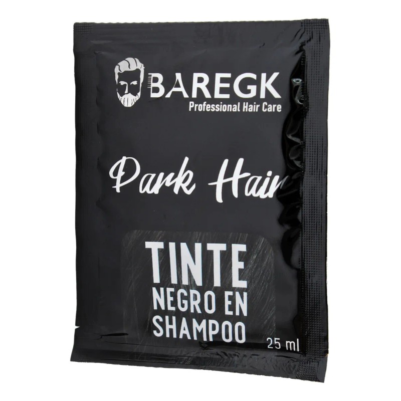 Tinte Shampoo Negro Instantáneo Cubre Canas Baregk 10 Sobres