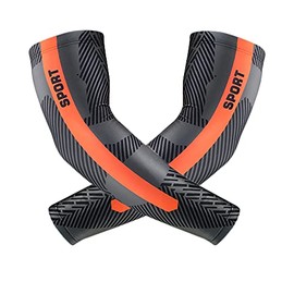 Sports Arm Sleeves for Men Women UV Sun Protection Cooling Arm Compression for Basketball Running Baseball Cycling (Red,S)