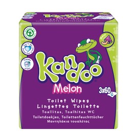 Kandoo Disposable Wet Melon Wipes Suitable for Children Extreme Softness 3 Packs of 60 Wipes