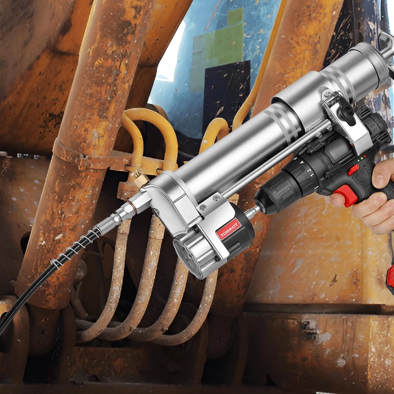 TOKKOT Electric Grease Gun Drill Adapter for De-Walt/Milwake Cordless Drill