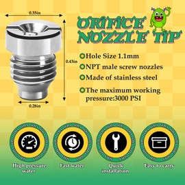 SEPLY 1.1 mm Orifice Foam Cannon Nozzle and Foam Maker Meshes Kit for Foam Cannon Replacement Thread Nozzle Tips and Mesh Filter, with Cleaning Tools, 3000PSI 2-Pack