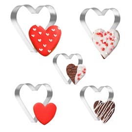Piriuuo Set of 5 Heart Cookie Cutters, Stainless Steel Heart Cookie Cutters, Set of 5 Different Sizes, Valentine's Day Cookie Cutter, Christmas for DIY