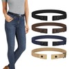 LEACOOLKEY Pack of 4 Women's No Buckle Elastic Stretch Belt