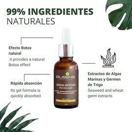 Rusens - Serum Antiedad Ácido Hialurónico 100% natural con Efecto Tensor. Activa Colágeno y Elastina