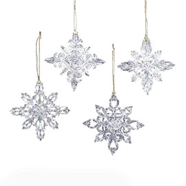 3.5 ACRYLIC SNOWFLAKE ORNAMENT, SET OF 4 ASSORTED - Christmas Ornament by Kurt Adler by Kurt Adler