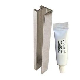 3" Brushed Nickel Universal Frameless Shower Door U-Channel with 2" Magnet and Clear 100% Pure RTV Silicone Sealant for 1/8", 5/32", 3/16", and 1/4" Glass