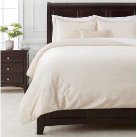 Chanasya Premium Velour Velvet Duvet Cover Set - Duvet Cover (90” x 90”) & 2 Pillow Shams (20” x 26”) - 3-Piece Set - Ivory, Queen Size