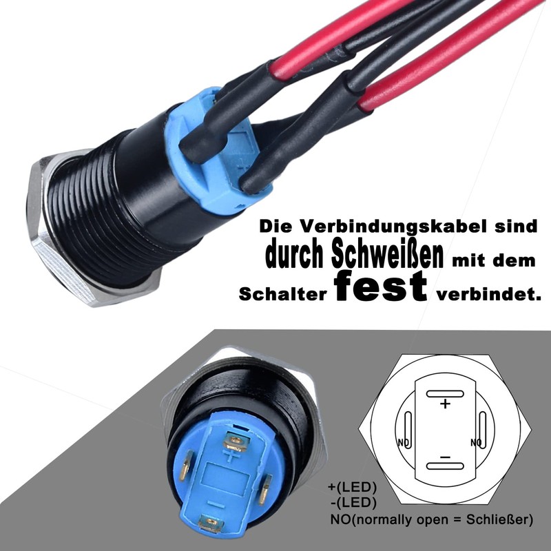 JIQI 2 x 12 mm Locking Waterproof Pressure Switch 12