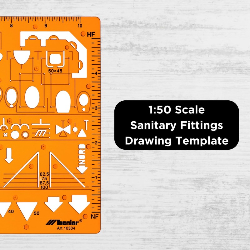 Leniar Technical Drawing Template 1:50 Sanitary - Sanitary Stencil for