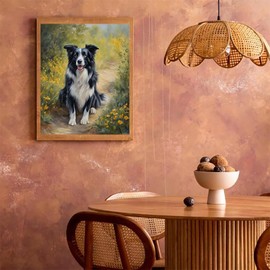 DIY Paint by Numbers for Adults Border Collie in The Grass DIY Painting by Number Kits Oil Paint Drawing Canvas Home Decor Gift, 40x50cm Without Frame