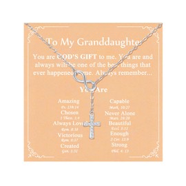 Myfresty Religious Christian Gifts for Women Faith, 925 Sterling Silver Small Dainty Infinity Cross Necklace, Confirmation Baptism Easter Gifts for Granddaughter