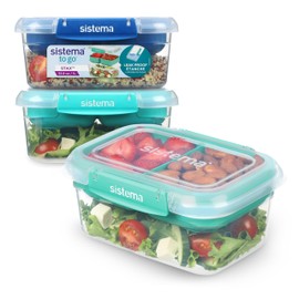 Sistema TO GO Stax - Contenedores de almacenamiento de alimentos a prueba de fugas, 1 l, recipientes herméticos y apilables para preparar comidas con 