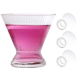 Lysenn Stemless Martini Glasses Set of 4 – Premium Hand Blown Cocktail Glasses for Cosmopolitan Manhattan Gimlet - Gifts for Martini Lovers, Bartenders, Housewarming - 10 Fl Oz