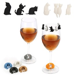 SavgU Wine Glass Charms,Silicone Wine Glass Markers,for Bar Party,Wedding, Birthday & Home Entertaining,Cocktail Champagne Stem Glasses (12pcs cat shape)