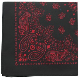 ARMYU Classic Trainmen Paisley Bandanas, Military Army Head Scarf Do-rag Cotton Bandanna (Black & Red - 22")