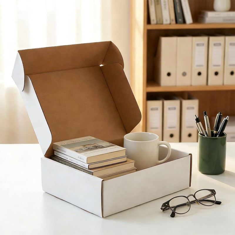Ovlospa 20 Pack 12x9x4 Inch White Shipping Boxes, Corrugated Cardboard