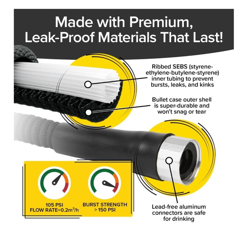 Pocket Hose Silver Bullet 100' Lightweight No Kink Garden Hose