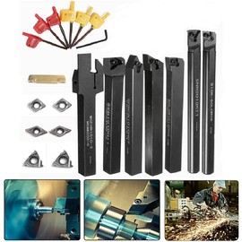 Hinevey 21 Piece Set of 21 Lathe Bites, 0.4 inches (10 mm), Carbide Turning Tools, Tabletop Lathes, Cutting Tips, High Hardness Milling Tools, Small Turning Tools, Precision, Abrasion Resistant, Small Lathe Bites, Tabletop Lathes, Cutting Tips, DIY Lathe