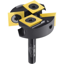 CNC Spoilboard Surfacing Router Bit 2+2 Inserts, 1/4" Shank, Extra Large 1-3/8" Cutting Dia. Carbide Slab Flattening Router Bits Wood Planing Planer Bit with Long Life TiN Coating