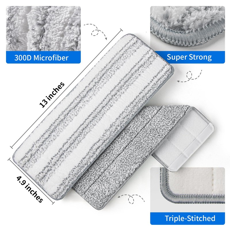 Oshang Flat Mop Head Refill, 13" X 4.9" Flat Mop