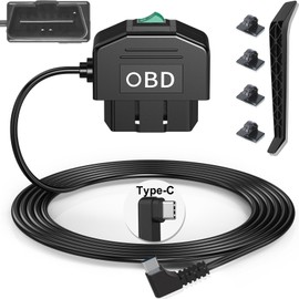 Redsia Dash Cam OBD Hardwire Kit, Dash Camera USB Type C Hardwire Kit with OBD Power Cable for Dashcam 12-24V to 5V/3A with Low Voltage Protection 24h Parking Surveillance/Acc Mode for Dashcam, GPS or Radar