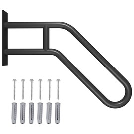 Hand Rails for Outdoor Steps Stair Railing Indoor Rail Metal Heavy Duty Non-Slip 1-3 Step Wall Mount Grab Bars U-Shape Safety Handle Garage Porch Courtyard Doorways (23")