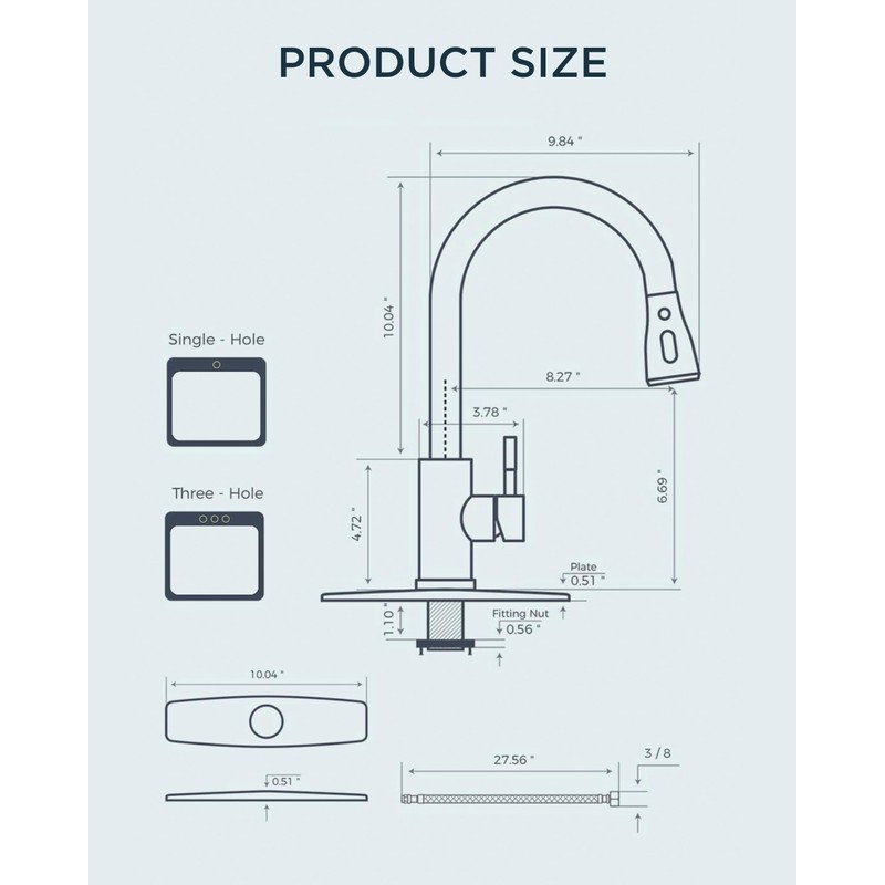 FORIOUS Kitchen Faucets, Chrome Kitchen Faucet with Pull Down Sprayer,