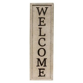 CWI Welcome Textured Metal Sign Rustic Porch Decoration 24x6 Creme Black Country CWI