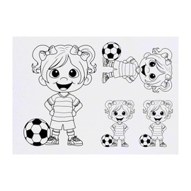 4 x 'Football Player Girl' Temporary Tattoos - Water Resistant, Skin-Safe, Non-Toxic Transfers, Mixed Sizes (TO00080754)