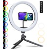 3 Colors, 15 RGB, 10 Levels of Brightness, 12 Inch Ring Light, Smartphone, LED Ring Light, PC, Tabletop, Actress Light, High Brightness, USB Powered, 360 Degree Rotation, Lighting, Photography, Zoom,
