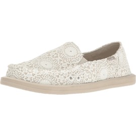 Sanuk Women's Donna Crochet Loafer Flat, white/oatmeal, 07 M US