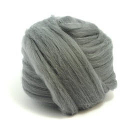 CyberloxShop 100g Dyed Merino Wool Top Roving Granite Grey Dreads 64's for Felting Spinning