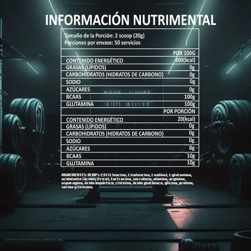 Bcaas Glutamina Athyra Nutrition 1 Kg 50 Servicios