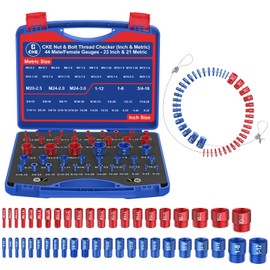 Patent CKE Upgrade Nut & Bolt Thread Checker - Inch & Metric, 44 Male/Female Bolt & 23 Inch/21 Metric Nut Size Gauges