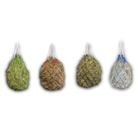 Hay Net for Horses - Net for Species-Appropriate Feeding, Improves Digestion & Wellbeing of Animals, Hay Grass Feed, Straw Feed Net, Hay Bag (4 x Green)