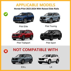 Tuyoung Tuyoung 220lbs Lockable Roof Rack Cross Bars Compatible with Honda Pilot 2023 2024 2025 Sport TrailSport Touring Elite with Raised Rails (Not for LX & EX-L),Heavy Duty Aluminum Roof Crossbar Luggage