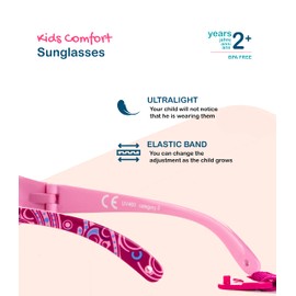 Kiddus Comfort Children’s Sunglasses for Boys and Girls Ages 2 to 6 Years Totally Flexible Model for Extra Comfort With Strap and Very Resistant 100% UV Protection Useful Gift -