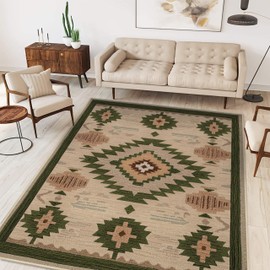 Western Rug 3x5 for Living Room Southwestern Aztec Area Rugs Machine Washable Tribal Navajo Southwest Rug Non Slip Printed Low-Pile Indoor Floor Carpet for Kitchen Bathroom Bedroom, Camel