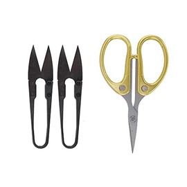 JubileeYarn Sharp Titanium Embroidery Craft Scissors with 2 Thread Cutter Snips - Gold - 10 Sets