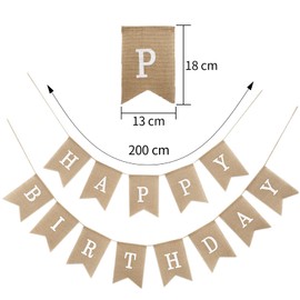 qingmeng qingmeng Happy Birthday Girlande Banner, Geburtstag Vintage Leinen Deko Geburtstag Dekoration Drieck Flagge Wimpelkette für Geburtstag Geburtstagsfeier Dekoration, Babydusche