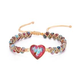 SOPIFY To My Granddaughter Love You Forever Jasper Heart Bracelet form Grandma/Grandpa Adjustable Handmade Jasper Beads Bracelet for daughter Sister Bestie (To My Duaghter) (Red-To My Daughter)