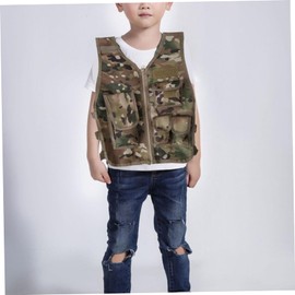 Army Costume for Boys, 600D Camouflage Breathable Kids Tactical Vest with Packages and Adjustable Panels, Boys Vest for Games or Training, Large