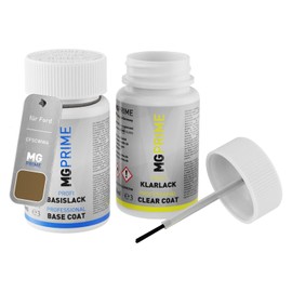MG PRIME Autolack Lackstift Set für Ford CFSCWWA / PN4BU0 / U Fashionista Metallic/Castano Braun Metallic Basislack Klarlack je 50ml
