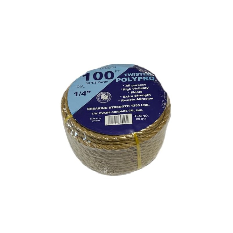 1/4" X 100' Brown POLYPRO Rope