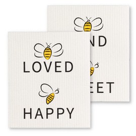 Abbott Collection Home Bee Loved Dish Cloth. Set of 2.