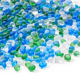 Keedolla 0.5 Lb Blue Green Betta Fish Tank Rocks Gravel Frosted Glass Beads, 6-9mm Aquarium Rocks Fish Tank Gravel Stones Pebbles for Vase Fillers, DIY Crafts, Home Decor
