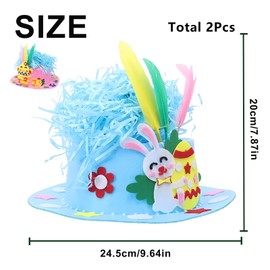 2PCS Easter Hat Making Kit Creative Bonnet Hat for Kids,Handmade Funny Easter Hat for Easter Children's Craft,Easter Bonnet Kit Make Your Own Bonnet Hat,Chicks Eggs Decor Kit for Easter Party Favors